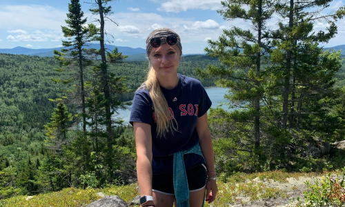 CLF Peer Support Volunteer Kylie Lowell staying healthy by hiking outdoors
