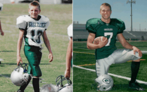 Former NFL player and Legacy Donor Devon Wylie in his youth and high school football uniform