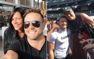 Former NFL player and Legacy Donor Devon Wylie with Oakland A's manager Bob Melvin