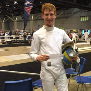 Legacy Donor Liam Roeth in his fencing gear