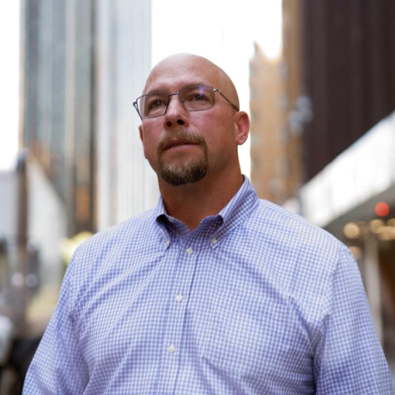 Hall of Fame Yale athlete Jon Reese in a dress shirt