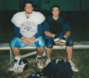 Former NFL brothers Geoff and Mitch Schwartz in their high school football uniforms