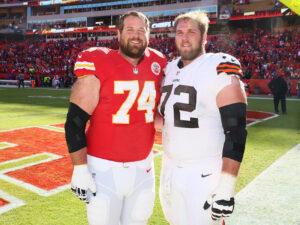 Former NFL brothers Geoff and Mitch Schwartz in their pro football uniforms